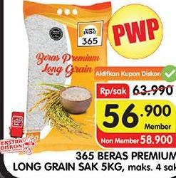 Promo Harga 365 Beras Premium Long Grain 5000 gr - Superindo