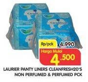 Promo Harga Laurier Pantyliner Cleanfresh NonPerfumed, Perfumed 20 pcs - Superindo