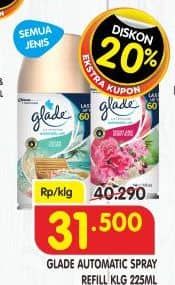 Glade Matic Spray Refill 225 ml Diskon 21%, Harga Promo Rp31.500, Harga Normal Rp40.290, Extra Kupon