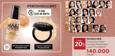 Promo Harga Make over Power Stay Matte Powder/Weightless Liquid Foundation  - Watsons