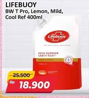 Promo Harga Lifebuoy Body Wash Total 10, Lemon Fresh, Mild Care, Cool Fresh 400 ml - Alfamart