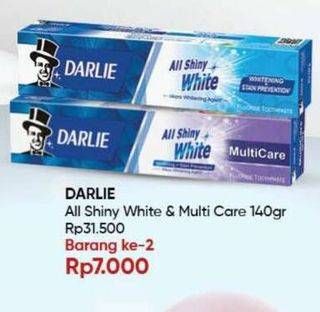 Promo Harga Darlie Toothpaste All Shiny White Multicare, All Shiny White Whitening Stain Prevention 140 gr - Guardian