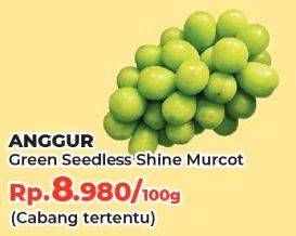 Promo Harga Anggur Hijau Seedless per 100 gr - Yogya