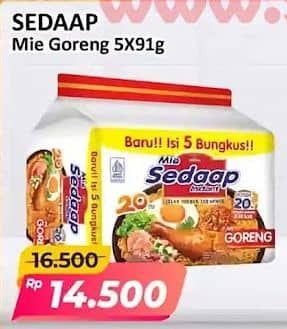 Promo Harga Sedaap Mie Goreng Original per 5 pcs 90 gr - Alfamart
