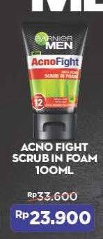 Promo Harga GARNIER MEN Acno Fight Facial Foam Icy Scrub 100 ml - Alfamart