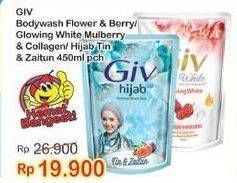 Promo Harga GIV Body Wash Passion Flowers Sweet Berry, Mulbery Colagen, Hijab Tin Zaitun 450 ml - Indomaret