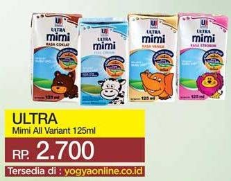 Promo Harga ULTRA MIMI Susu UHT Cokelat, Full Cream, Stroberi, Vanila 125 ml - Yogya
