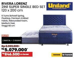 Promo Harga Uniland Rivera Lorenz 2 In 1 Super Single Bed Set 120 x 200 cm  - COURTS