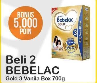 Promo Harga BEBELAC 3 Gold Susu Pertumbuhan Vanila per 2 box 700 gr - Alfamart