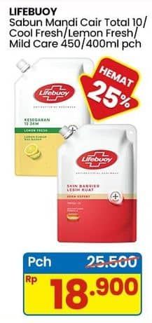 Promo Harga Lifebuoy Body Wash Total 10, Cool Fresh, Lemon Fresh, Mild Care 400 ml - Indomaret