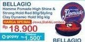 Promo Harga BELLAGIO Homme Pomade High Shine & Strong Hold Red 80g / Styling Clay Dynamic Hold 90g  - Indomaret