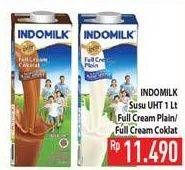 Promo Harga Indomilk Susu UHT Full Cream Plain, Cokelat 1000 ml - Hypermart