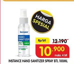 Promo Harga INSTANCE Hand Sanitizer Liquid Spray 100 ml - Superindo