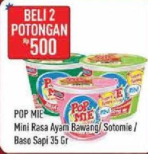 Promo Harga INDOMIE POP MIE Mini Ayam Bawang, Soto Mie, Baso Sapi per 2 pcs 35 gr - Hypermart
