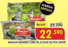 Promo Harga MANJUN Seaweed Corn Oil, Olive Oil per 3 pcs 4 gr - Superindo