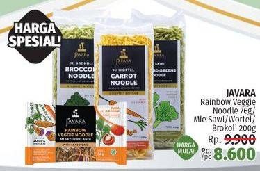 Promo Harga JAVARA Rainbow Veggie Noodle 76g / Mie Sawi/ Wortel/ Brokoli 200g  - LotteMart