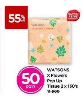 Promo Harga Watsons Satin Soft Tissues Flower Pop Up 130 pcs - Watsons