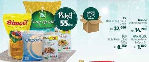 Promo Harga Paket 55rb ( FS Beras long grain + SUS Gula pasir + Bimoli minyak goreng + mamasuka bumbu gulai & opor  - LotteMart