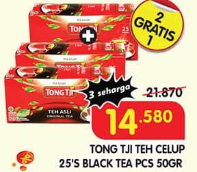 Promo Harga Tong Tji Teh Celup Original Tea Tanpa Amplop per 25 pcs 2 gr - Superindo