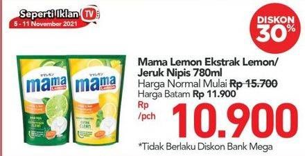 Promo Harga MAMA LEMON Cairan Pencuci Piring Jeruk Nipis, Lemon Daun Mint 780 ml - Carrefour