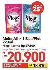 Promo Harga MOLTO All in 1 Blue, Pink 720 ml - Carrefour