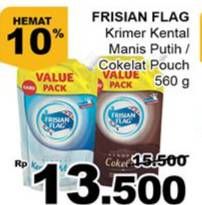 Promo Harga FRISIAN FLAG Susu Kental Manis Cokelat, Putih 560 gr - Giant