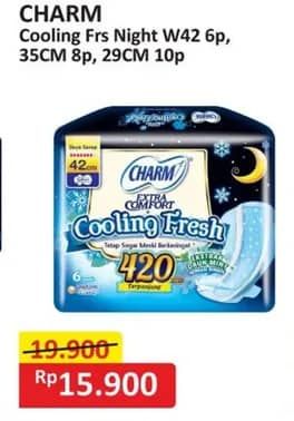 Promo Harga Charm Extra Comfort Cooling Fresh Wing 42cm, Wing 35cm, Wing 29cm 6 pcs - Alfamart