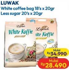 Promo Harga Luwak White Koffie Original, Less Sugar per 18 sachet 20 gr - Hypermart