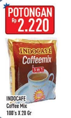 Promo Harga Indocafe Coffeemix 3in1 per 100 sachet 20 gr - Hypermart