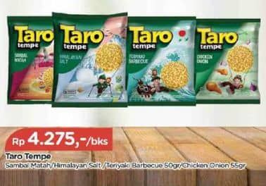 Promo Harga Taro Keripik Tempe Ayam Bawang, Himalayan Salt, Teriyaki BBQ 55 gr - TIP TOP