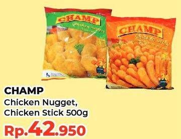 Promo Harga Champ Nugget Chicken Stick, Chicken Nugget 500 gr - Yogya