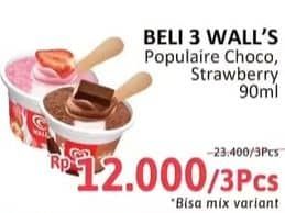 Promo Harga Walls Populaire Chocolate Vanilla, Strawberry Vanilla 90 ml - Alfamidi