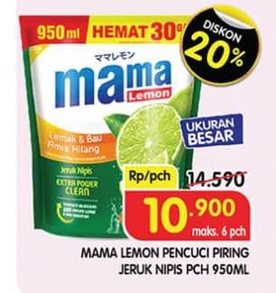 Promo Harga Mama Lemon Cairan Pencuci Piring Jeruk Nipis 950 ml - Superindo