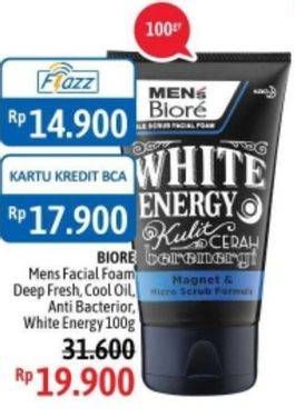 Promo Harga BIORE MENS Facial Foam Deep Fresh, Cool Oil, Antibacteria, White Energy 100 gr - Alfamidi