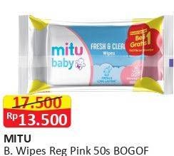 Promo Harga MITU Baby Wipes Fresh & Clean Pink Blooming Cherry 50 pcs - Alfamart