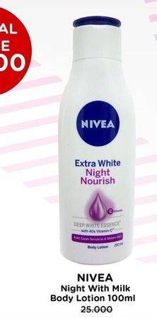 Promo Harga Nivea Body Lotion Extra White Night Nourish 100 ml - Watsons