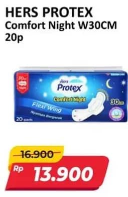 Promo Harga Hers Protex Comfort Night Wing 30cm 20 pcs - Alfamart