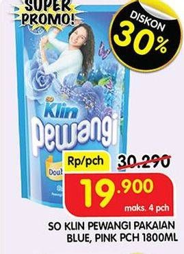 Promo Harga So Klin Pewangi Comfort Blue, Romantic Pink 1800 ml - Superindo