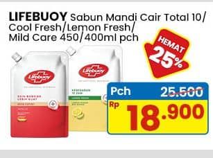 Promo Harga Lifebuoy Body Wash Total 10, Cool Fresh, Lemon Fresh, Mild Care 400 ml - Indomaret