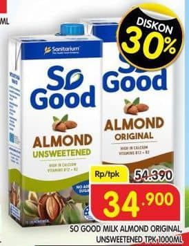 Promo Harga Sanitarium So Good Almond Milk Original, Unsweetened 1000 ml - Superindo