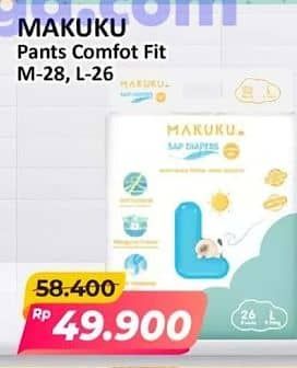 Promo Harga Makuku Comfort Fit Diapers Pants M28, L26 26 pcs - Alfamart