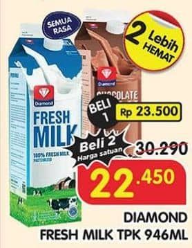 Promo Harga Diamond Fresh Milk All Variants 946 ml - Superindo