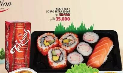 Promo Harga Sushi Mix + Sosro Teh Botol 200ml  - LotteMart