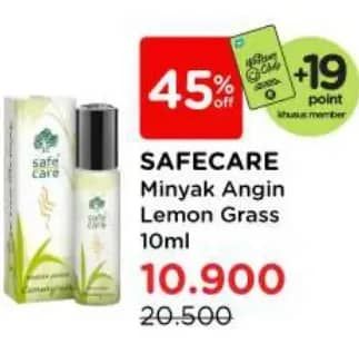 Promo Harga Safe Care Minyak Angin Aroma Therapy Lemongrass 10 ml - Watsons