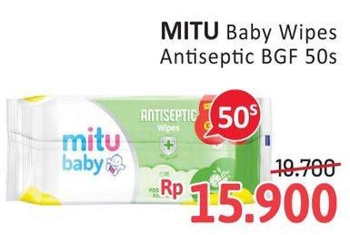 Promo Harga MITU Baby Wipes Antiseptic Refreshing Lime 50 pcs - Alfamidi
