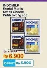 Promo Harga Indomilk Susu Kental Manis Plain, Cokelat per 6 sachet 37 gr - Indomaret