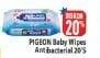Promo Harga PIGEON Baby Wipes Anti Bacterial 20 sheet - Hypermart