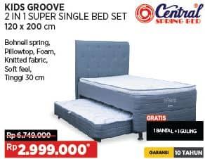 Promo Harga Central Spring Bed Kids Groove 2 in 1 Bed Set 120x200cm  - COURTS