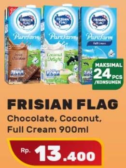 Promo Harga FRISIAN FLAG Susu UHT Purefarm Swiss Chocolate, Coconut Delight, Full Cream 900 ml - Yogya