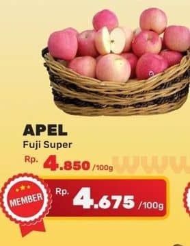 Apel Fuji per 100 gr Harga Promo Rp4.850, Khusus Member Rp. 4.675, Khusus Member